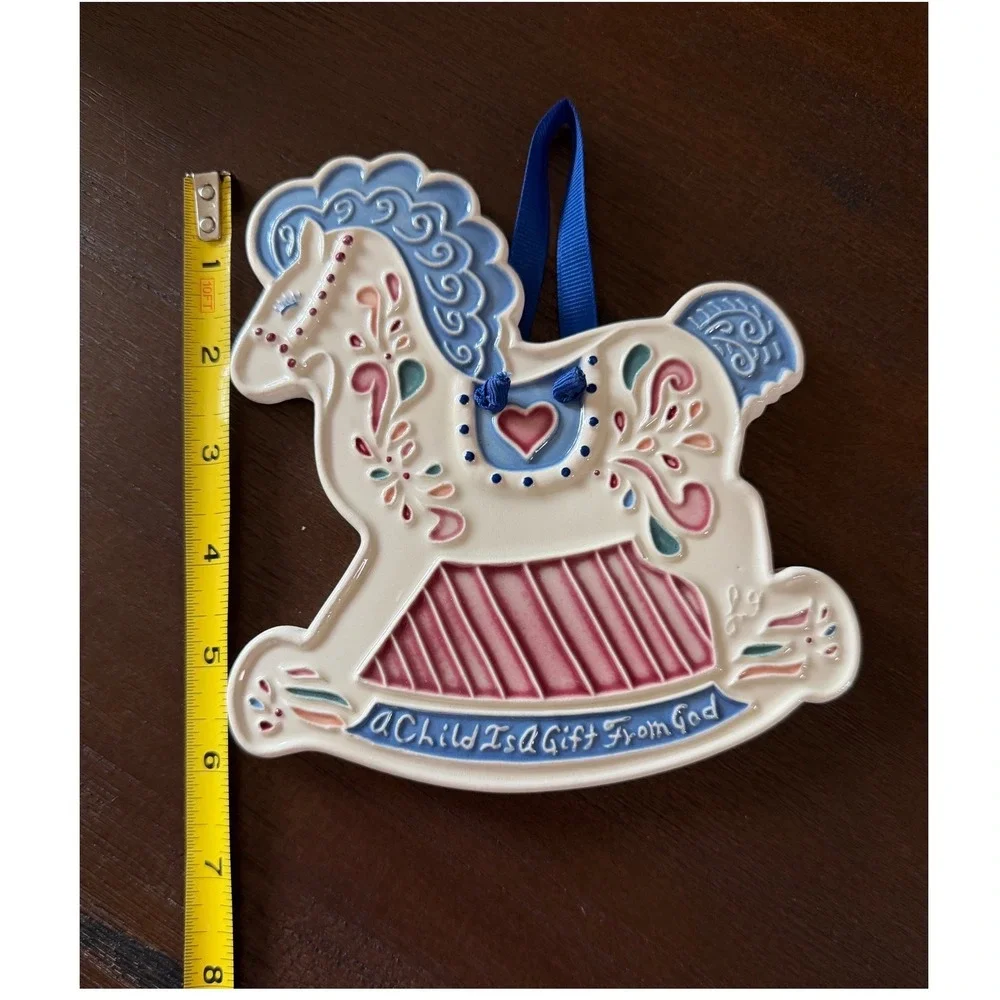 J. Duban Designs Rocking Horse Wall Hanging Tile A Child Is A Gift From God 1988